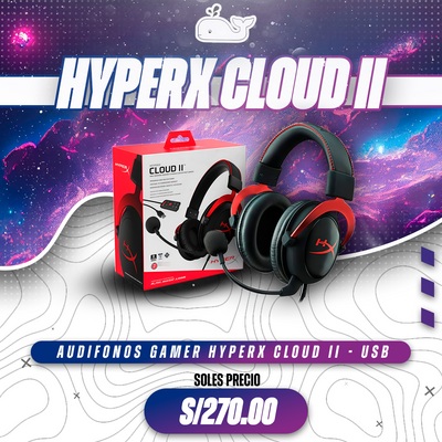 Audifonos Gamer HyperX Cloud II Red | Sonido Surround 7.1 | Multiplataforma