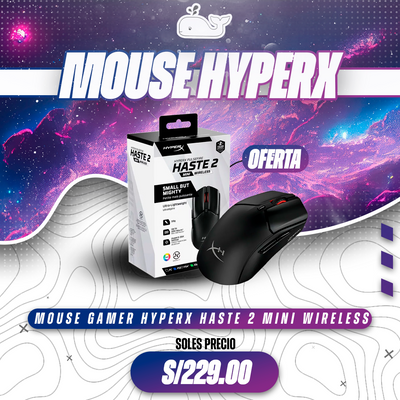 Mouse Gamer HyperX Pulsefire Haste 2 Mini Wireless - Ultra Ligero 59g